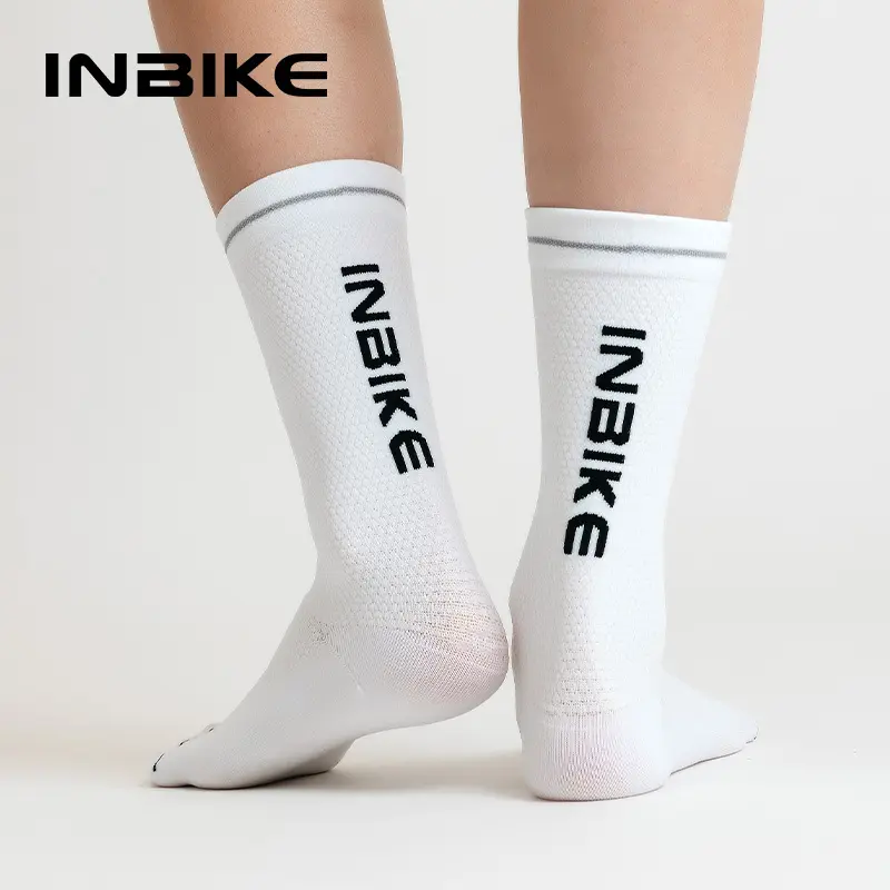 INBIKE Adults Universal Breathable Sports Socks, Athletic Performance for Road Cycling and Running, Machine Washable, Luminous, Houndstooth, Reflective, Twill, Biking, All Seasons, Outdoor Running, Synthetics, Sporty Sports Socks