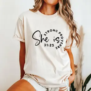 Religious Shirt, Jesus Shirt, She Is Strong Bible T-Shirt,   Christian Tee, Faith Tee, Religious Women Gift Tee