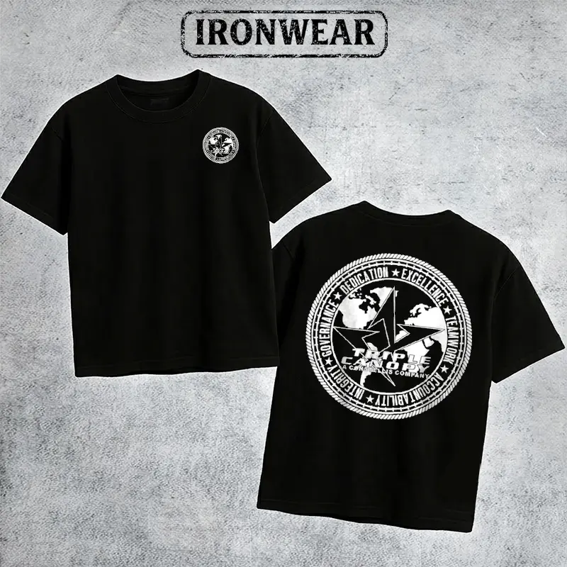 IronWear Triple Canopy Global Security T Shirt Men's Retro Tactical Logo Graphic Tee Outdoor Sports Apparel Gift Men