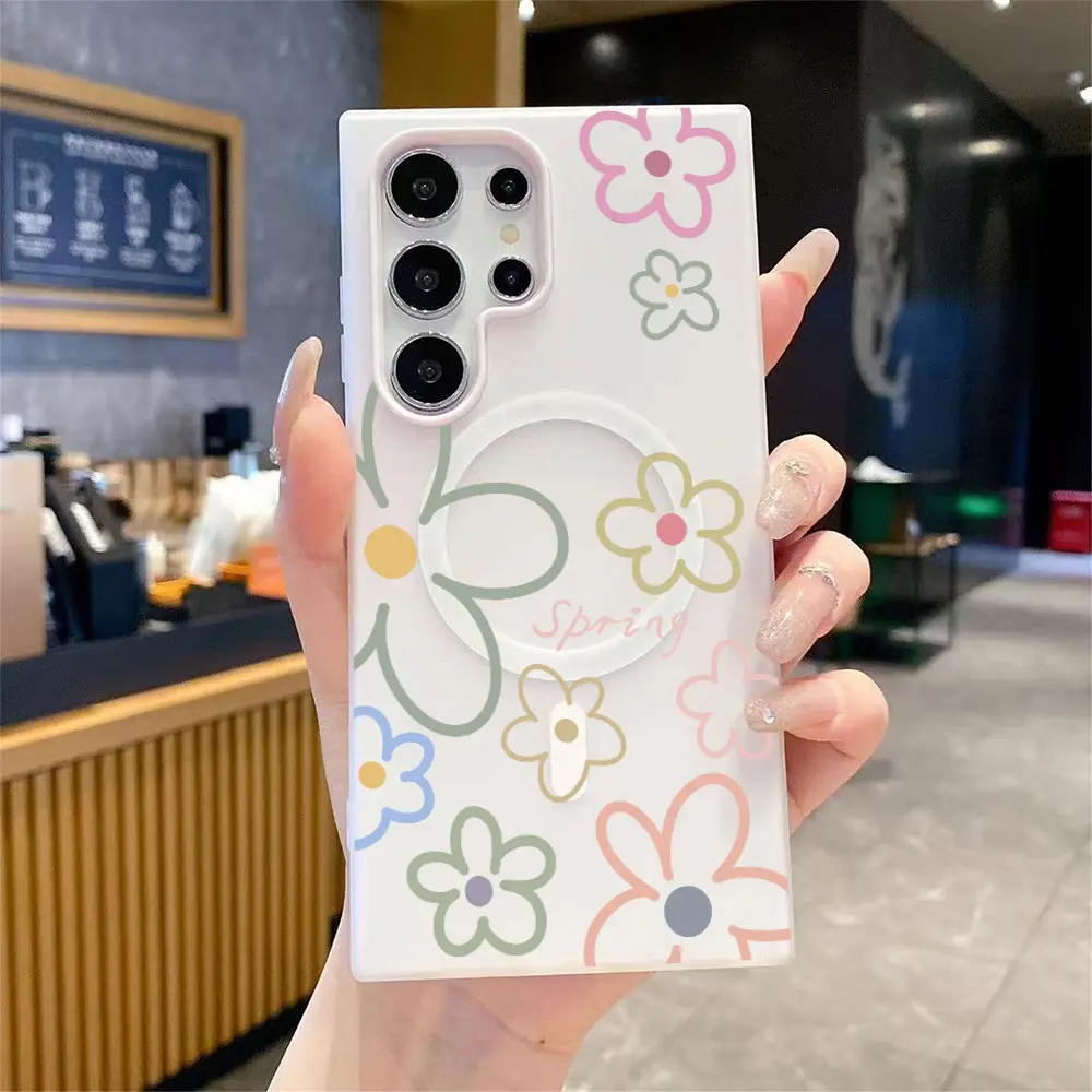 Jelly 2-in-1 Spring Flower Samsung phone case, military grade anti drop, supports Magsafe phone case, suitable for Samsung Galaxy S26 Ultra S25 Ultra S24 S23 S22 A56 A5 A36 A25 A25 A17 A16 A15 phone case-A217