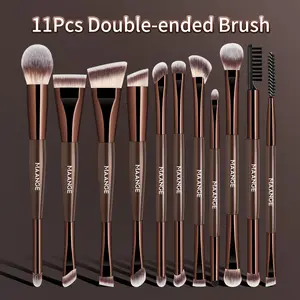 MAANGE 11pcs Double-ended Makeup Brush Set, Multifunctional Makeup Brushes, Foundation Brush Blush Brush Eyeshadow Brush Eyebrow Brush Eyeliner Brush Eyelid Brush Blending Brush Nose Shadow Brush, Essential Beauty Tools, Gift for Women & Girls
