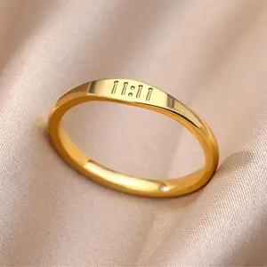 Roman Numeral Detail Ring, Stainless Steel Jewelry, Perfect for Gifts, Stylish Design for Both Men and Women