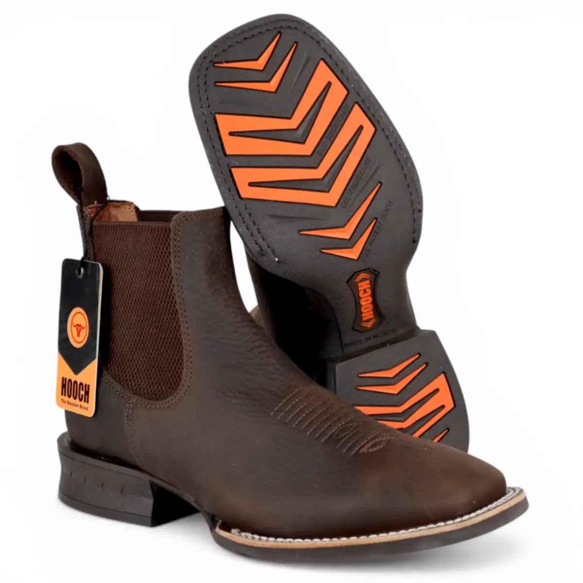 Botines de Piel Original Punta Amplia Cuadrada Color Chocolate – Hooch Boots