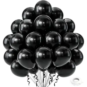 50 PCS 12 inch Matte Black Latex Party Balloons for Birthday Baby Shower Anniversary Graduation Wedding Decorations