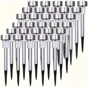 12pcs Solar LED Light, Outdoor Stainless Steel Solar LED Rod Light, IP44 Solar Landscape Decorative Light for Patio, Lawn, Path, Deck, Driveway & Garden, Holiday Party, Garden Path Decoration, Party, BBQ