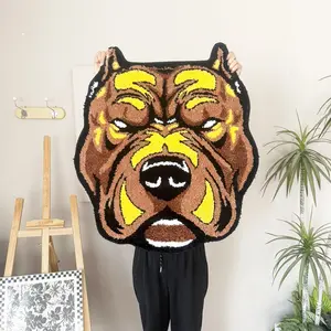 Handmade Bull Dog Rug, Thick Tufted Carpet, Soft Plush Touch, Comfortable Foot Feel, Non-Slip Backing, Ideal for Living Room & Bedroom, Animal Print Rug, Animal Printed Rug