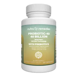 Probiotic 40 Billion CFU with Prebiotics | Digestive & Immune Support | 4 Probiotic Strains | 60 Capsules