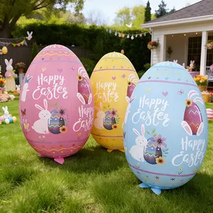 3-Piece Giant Inflatable Easter Egg Outdoor Decoration Set, Garden Decorations, Includes Ground Stake & Rope, Perfect for Garden Lawn Tree Hanging