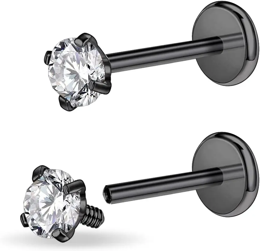 black, 16g, 10mm bar, 5mm gem