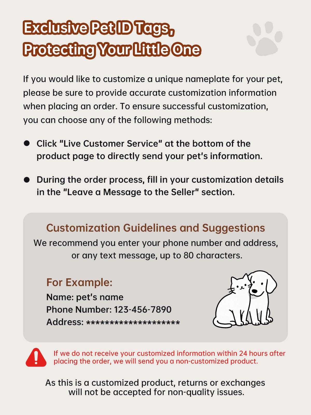 LIVEKEY Personalized Bone-Shaped Two-Paw Single-Sided Dog Tags Engraved Dog Name Tags Cat ID Tags Customizable with Pet Name and Contact Information