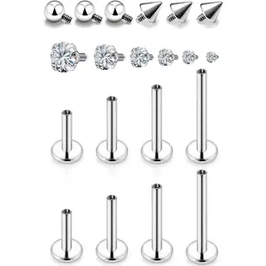 Medusa Piercing Jewelry Stainless Steel Labret Jewelry Monroe Lip Rings Different Size Tragus Nail Conch Cartilage Helix Earring Stud Bar Length 6mm 8mm 10mm 12mm