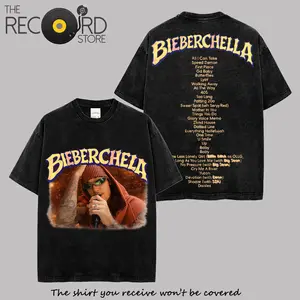 BIEBER Coachella Week 2 High-quality Acid Washed Cotton T-Shirt, Beliebers Shirt Hip-Hop Shirt, Coachella Festival Merch, Gift For Music Fan Graphic Tee