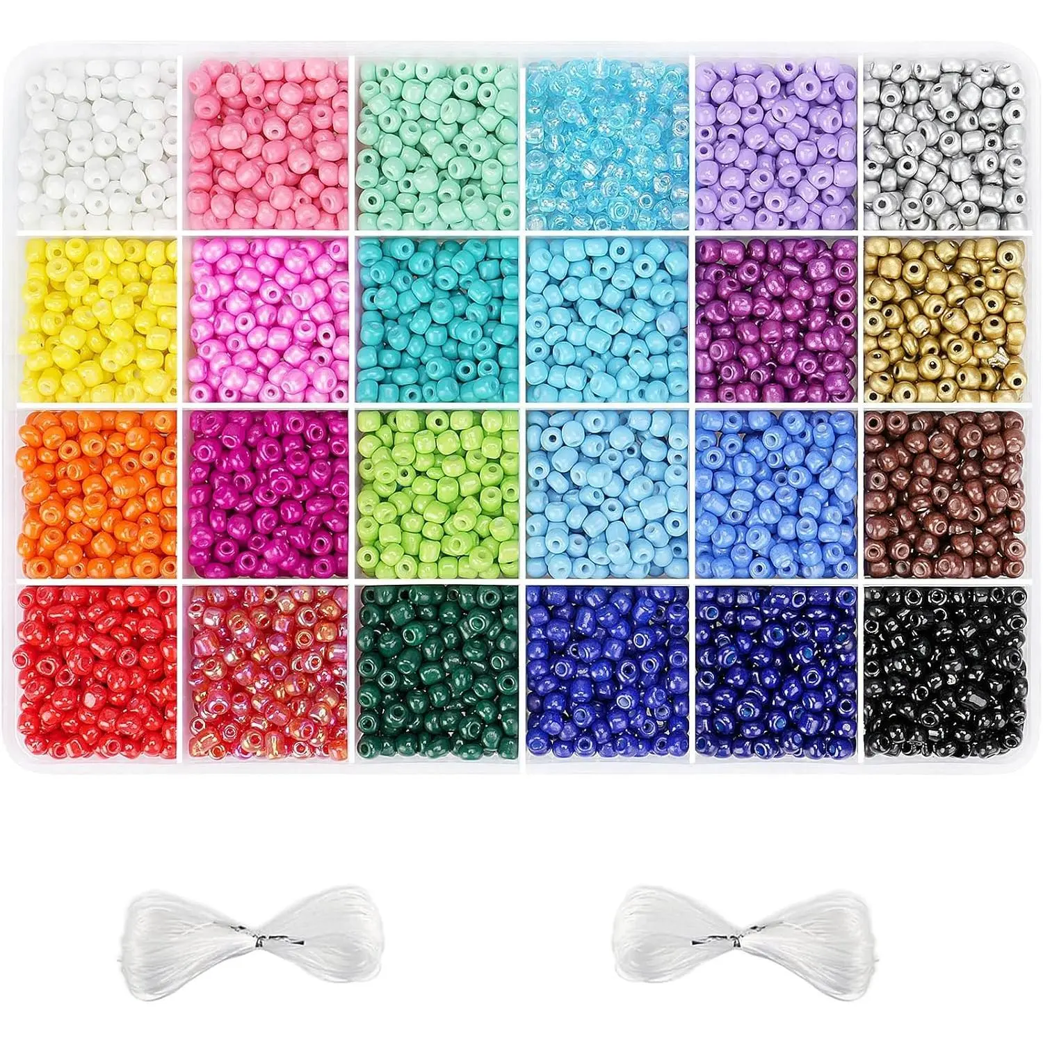 4500 count Seed Beads 24 Colors 4mm Round Beads for Friendship Bracelet Making Kit  Small Bead Rainbow Beads for DIY Crafting 6/0
