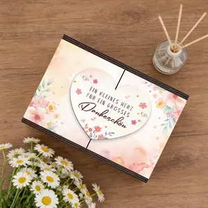 1pc Wooden gift box and clothing box, a small heart, a big thank you theme, suitable as a holiday/birthday/birthday gift for family/friends/loved ones, home decoration.