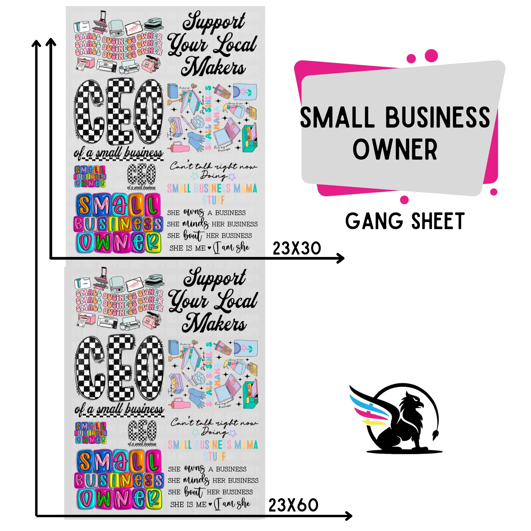 Small Business Owner | Premade DTF Transfer Gang Sheet For Graphic Tees