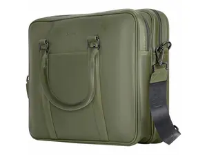 Champs Onyx Carrying Case (Briefcase) for 11" to 15.6" Notebook - Khaki -  RFID Resistant - Top Grain Cowhide Leather Body - Shoulder Strap, Handle, Trolley Strap - 3.17 gal Capacity - OB-412-KHAKI