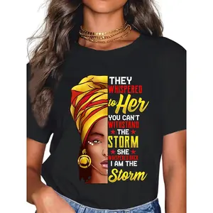 100% Cotton Black History Month Shirt African Woman Afro I Am The Storm T-Shirt