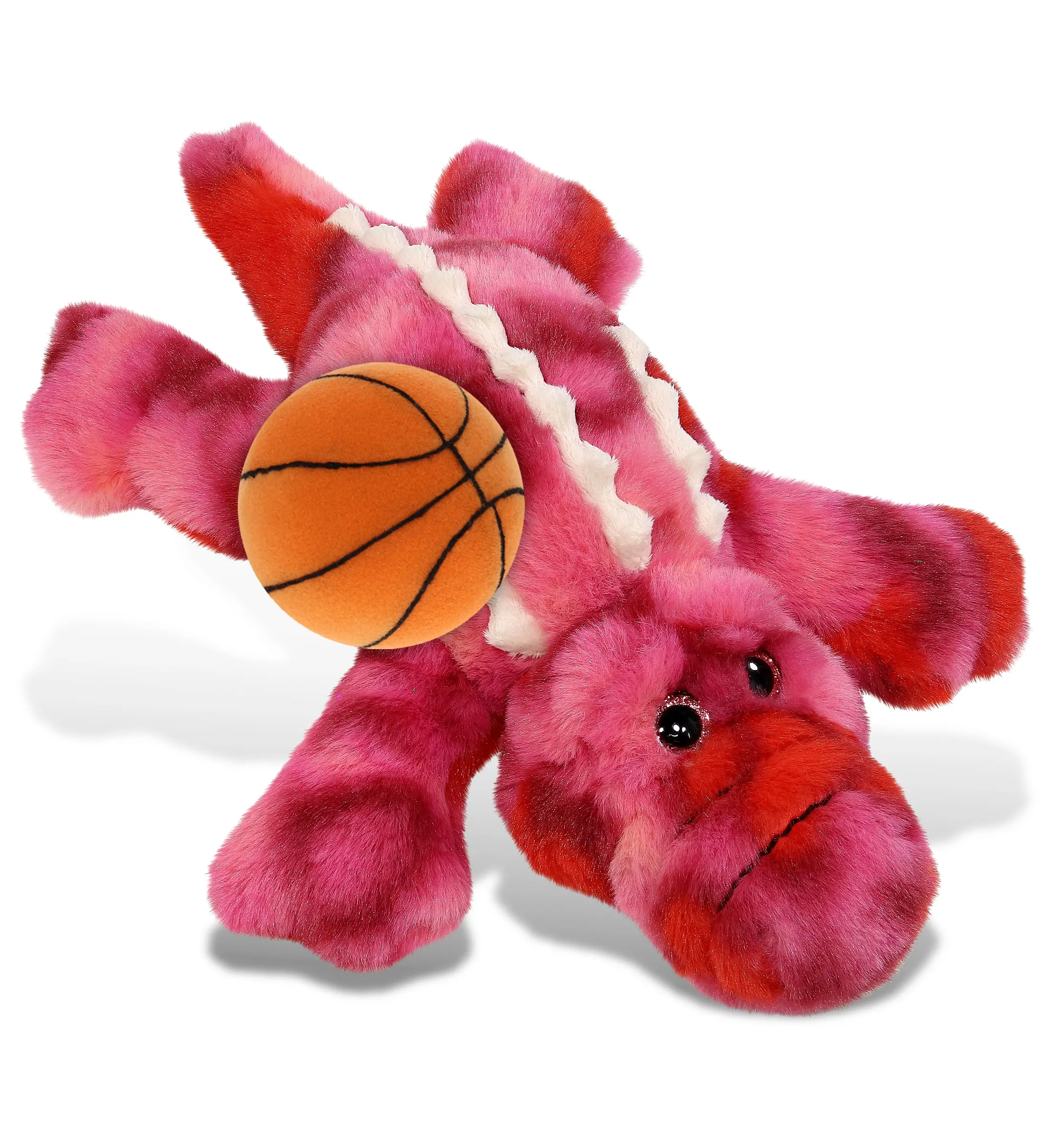 SUPER-SOFT PLUSH - PINK TIE-DYE SITTING ALLIGATOR 8" WITH BASKETBALL PLUSH