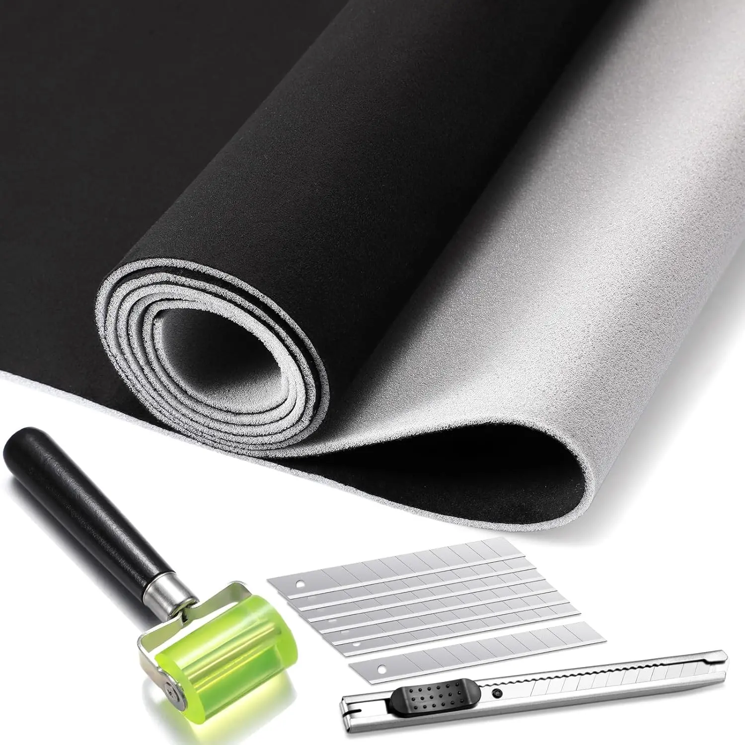 Suede Headliner Fabric 120 x 60'' with 1/9"  Backing  Roof Headliner Fabric Suede Material Rubber Seam Roller Utility  for DIY Automotive RV Boat Ceiling Interior Repair(Black)