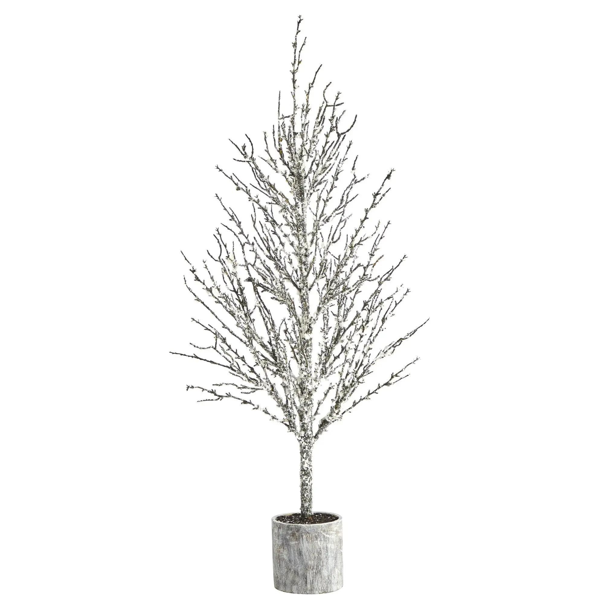 4ft Flocked Synthetic Twig Artificial Christmas Tree - Minimalist, Bendable Limbs, Sparse Design, Decorative Planter, Plant Decor for Holiday Home Decor