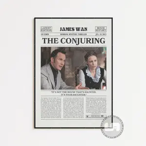 The Conjuring Poster No Frame, James Wan, Movie Poster, Retro Newspaper, Black White Wall Art, Vintage Retro Art Print, Custom Movie Poster
