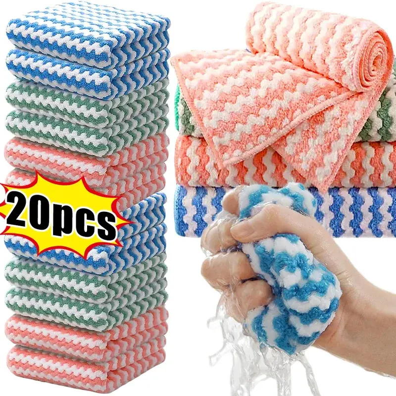 Microfiber Cleaning Cloths Thickened Velvet Highly Absorbent Lint Free Reusable Quick Dry 2 5 10 20 Pack for Kitchen Dishwashing and Household Cleaning