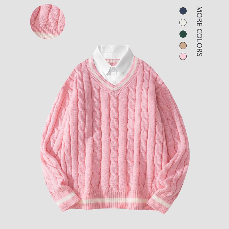 2026 #Springfresh Autumn Winter Men's Polyester Cable-Knit Sweater Soft Skin-Friendly Trendy Casual Formal Shirt Collar Pullover