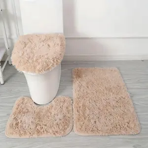 Eanpet 3-Piece Pink Bathroom Rug Set, Super Absorbent Microfiber Anti-Slip Bath Mats with Suction Cups, Non-Skid Floor Mats for Tub, Shower, Bathroom - Safe & Cozy Bath Decor Toilet Decor Toilet Rubber Minimalist