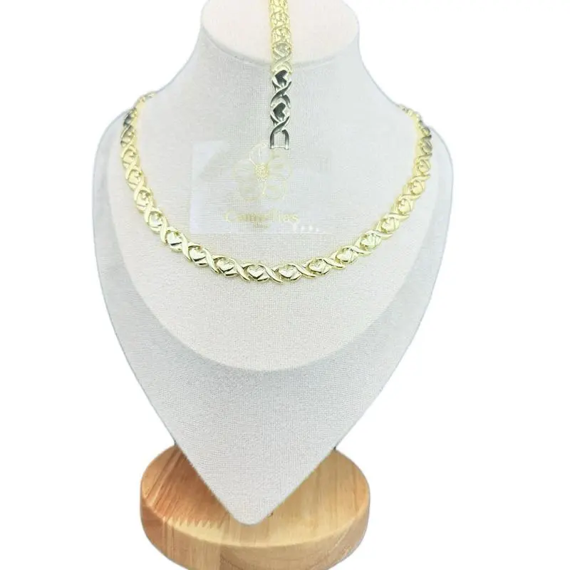 Duo  Heart Shaped XOXO Choker cod 7011 Necklace 18 Inches & 7.5 Inches Set with Matching Bracelet for Women Evening Wear Style Coordinated