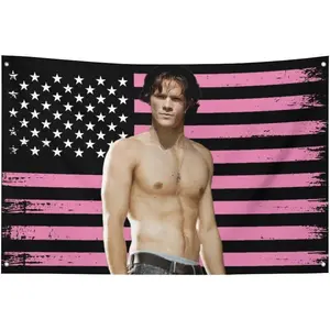 Pink jared Flag Funny Tapestry 3x5FT American padalecki Flags Poster Merch Suitable,With 4 Grommets,For College Dorm Room Decor,Outdoor Parties,Tailgates Yard,room Decoration
