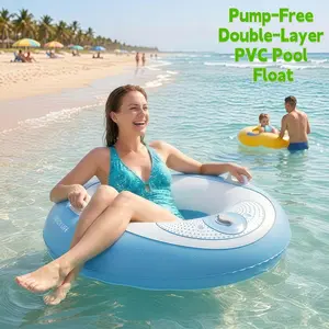 Inflatable Swim Ring, Dual Handle Thick PVC Material, Supports 60-90kg, Unisex Portable Pool Float, Beach Indoor Outdoor Swimming