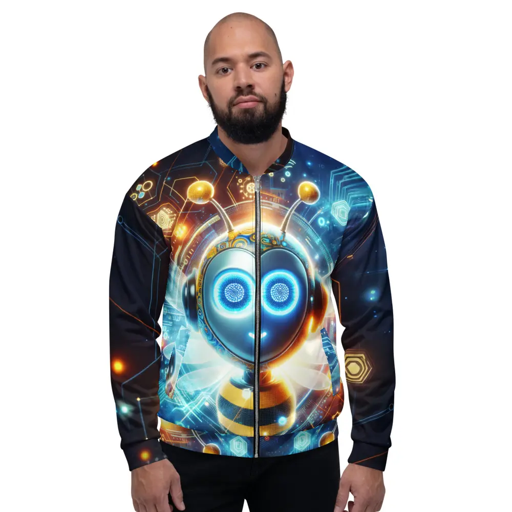 AI Futuristic Bee Zip Hoodie – Unisex Cyberpunk Techwear for Raves & Gifts