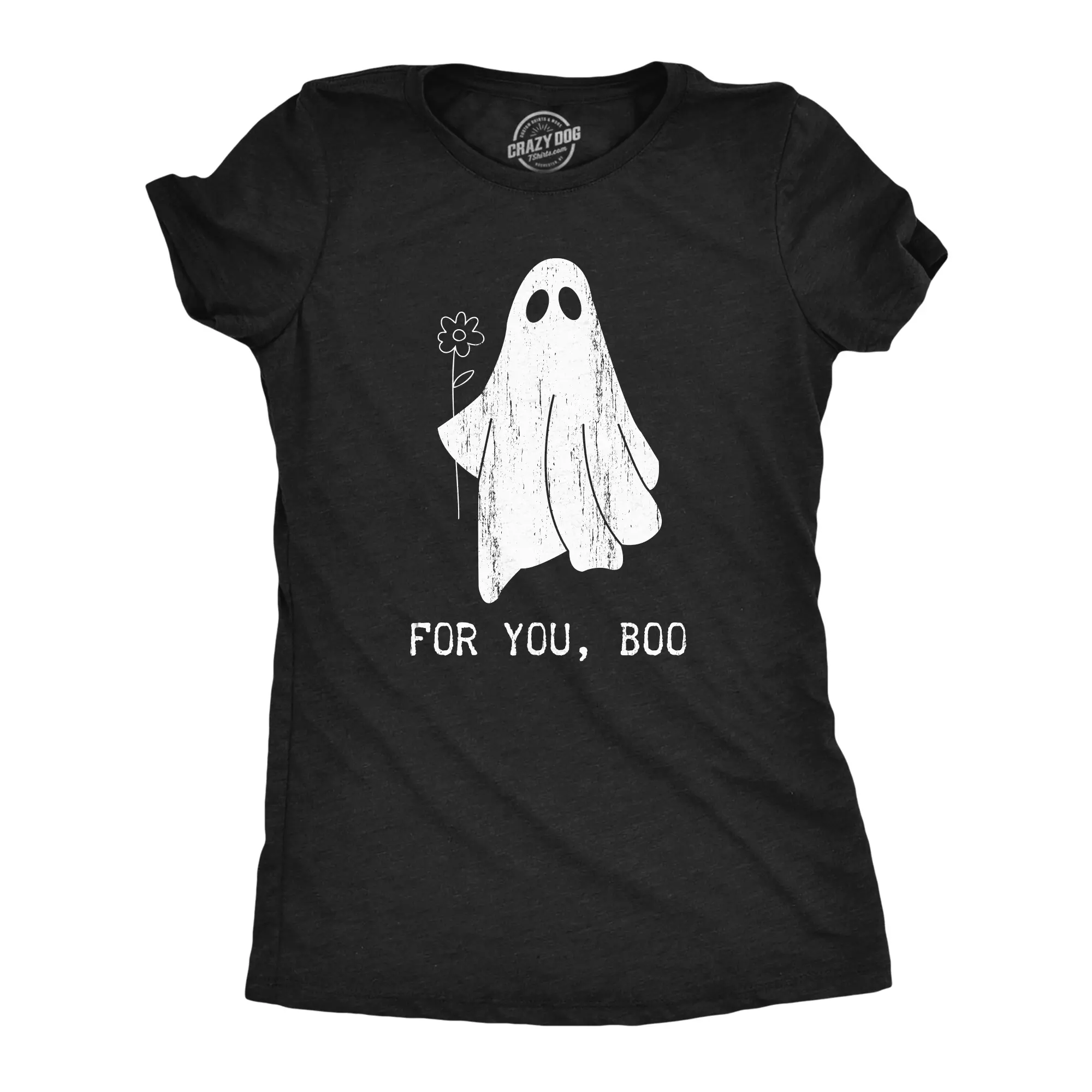 Womens for You Boo T Shirt Funny Halloween Bedsheet Ghost Flower Joke Tee for Ladies Funny Womens T Shirts Cute Vintage Fashion Casual Ladies T-Shirt Gift Halloween Tops for Women Funny Sarcastic Top Women's Black -