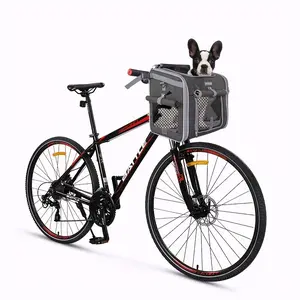 15 Lbs Expandable Soft-Sided Pet Carrier Backpack - 4 Open Doors, Collapsible, Quick Release Dog Bike Seat, 4 Mesh Windows, Ventilated, Reflective, Durable, Easy to Install, Portable Dog Bike Basket for Small Dogs, Cats, Puppies