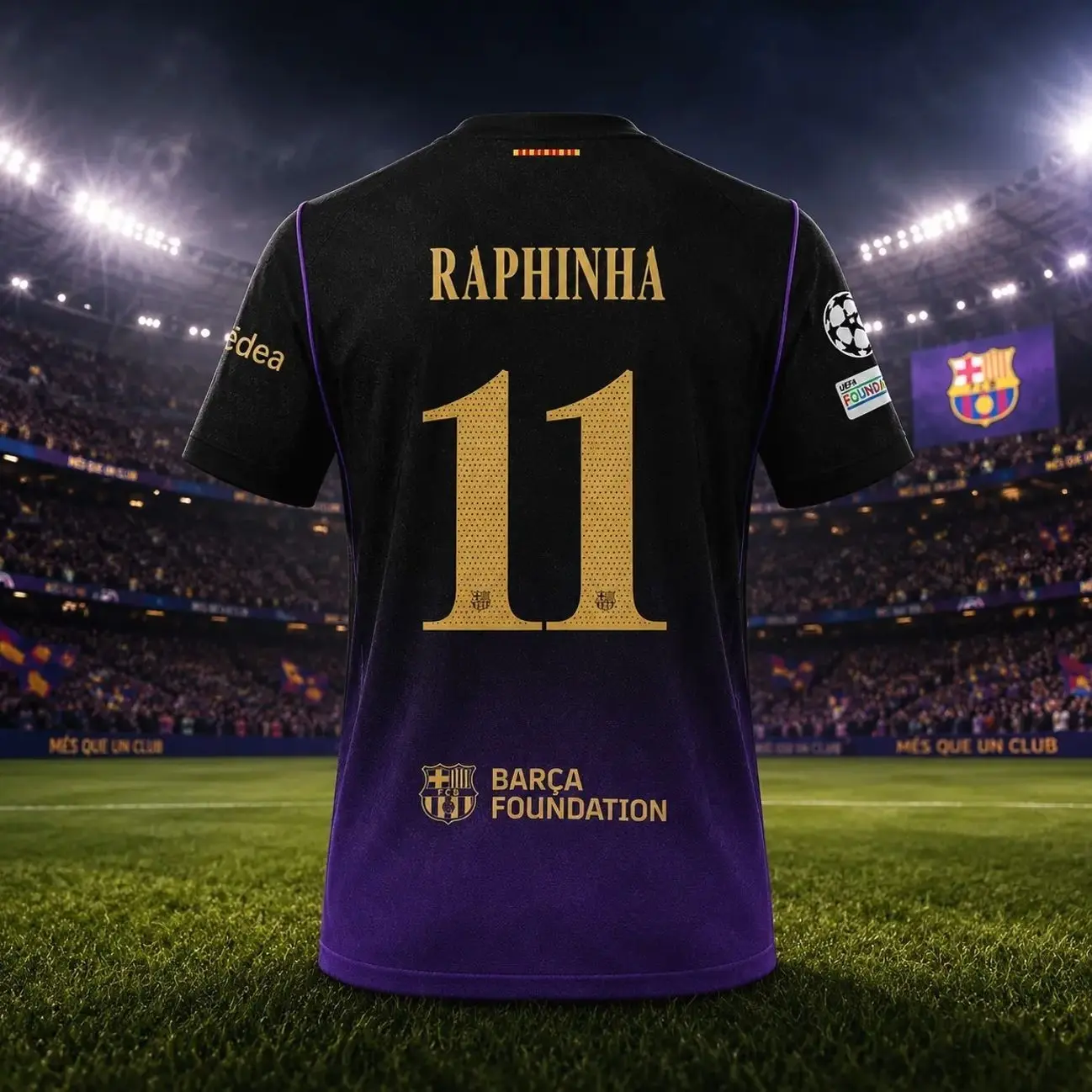 2026-27 Unisex Raphinha #11 Purple Away Soccer Jersey, Breathable Football Shirt, Adult Match Day Fan Jersey, Lightweight Athletic Sports Top for Men & Women 4