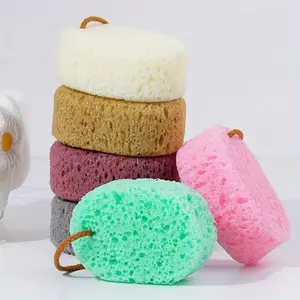 Set of 2 LATTBY Bath Sponge Balls - Sturdy PU Foam Bath Sponges in 3 Colors (White, Pink, Green) for Exfoliating, Applying Lotion & Cleaning Bathrooms, Ideal for Scrubbing, Textured Surface Sponges, Long-Lasting Sponges