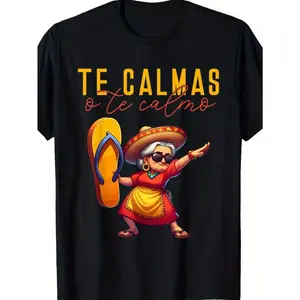 Mexican Spanish Mother Mom Emoticons Te Calmas O Te Calmo. Casual crew neck short sleeve tops, graphic t-shirts, gifts for mom,