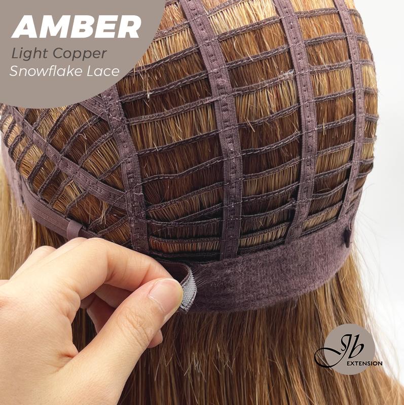 JBEXTENSION 21 Inches Straight Pre-Cut T Part Snowflake Lace Frontlace Glueless Wig AMBER【BENDY EAR TABS】