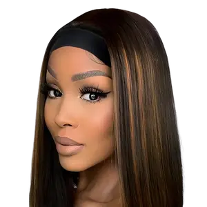 Women's Headband Wig, Medium Length Straight Hair, Mixed, Heat Resistant Fiber, No Glue, Glueless Hair Wigs, Perfect for Daily Events