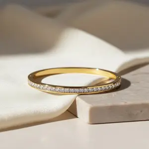 Dainty Bangle Bracelet by Stella Amoré – CZ Tennis Bangle – Minimalist Everyday Bracelet – Classic Stackable Bangle – Elegant Gift for Her