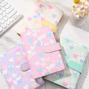 A6 PU leather binder economy 6-ring notebook, stylish design, personal notebook binder cover, can be used for cash budget storag