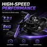 TRONMER Premium Baitcasting Reel - 7.2:1 Fast Retrieve Gear Ratio, 5+1 Bearings, 17.64LB Max Drag, Black Purple Fishing Tackle, Strong Sturdy Smooth Reel, Freshwater/Saltwater Outdoor Equipment, Fisherman Gift