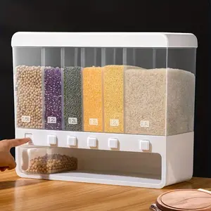 Wall Mounted Sealed Rice Storage Box, Cereal Grain Container, Dry Food Dispenser, Grain Storage Jar, Large Capacity Storage Container, Kitchen Supplies