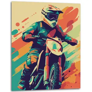 “Dirt” - Abstract Dirt Bike - Motocross Poster - Dirt Bike Poster for Room - Cool Classic Poster - (Unframed) - 11x14 Inches