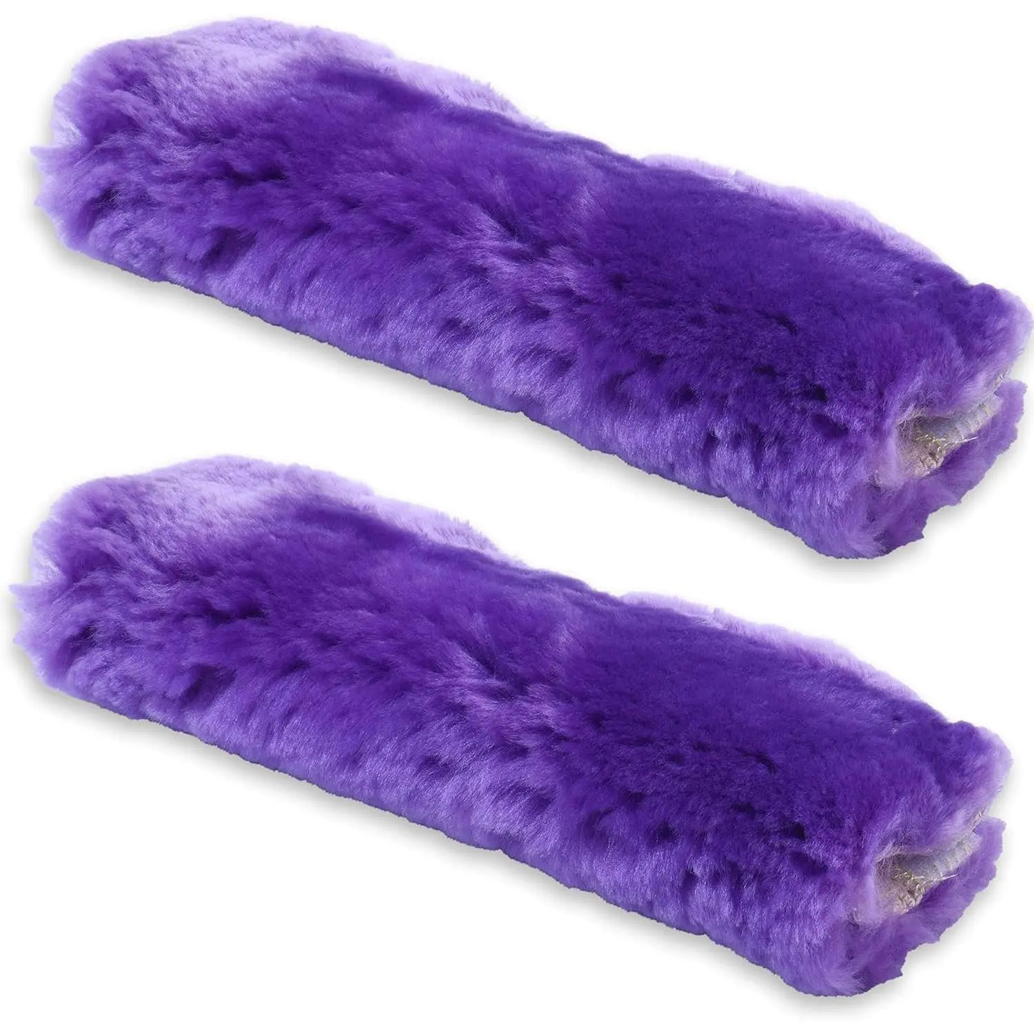 2-Pack Authentic Sheepskin Seat Belt Cover Pad - Ultra Soft   Pads,  Cushion Protectors with Genuine  Merino  (Purple)