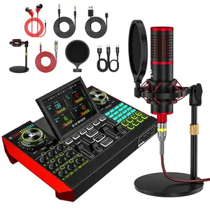 Tenlamp G10-P15 sound card kit, podcast equipment with customizable sound effects, two-level noise reduction, computer audio mixing, condenser microphone, suitable for live streaming, gaming, podcasting
