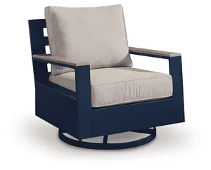 East Beach - Swivel Glider Chair With Cushion - Blue