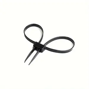 Durable Black Nylon Zipper Tie Handcuffs - UV & Heat Resistant, Weatherproof, Anti-Slip Design for Secure Item Fastening in Various Applications