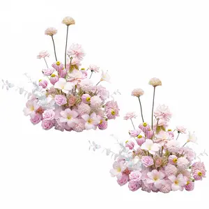 2pcs Wedding Centerpieces Tables Flowers Ball Bouquet Artificial Rose Arrangements Balls Chair Aisle Runner Flowers Decor