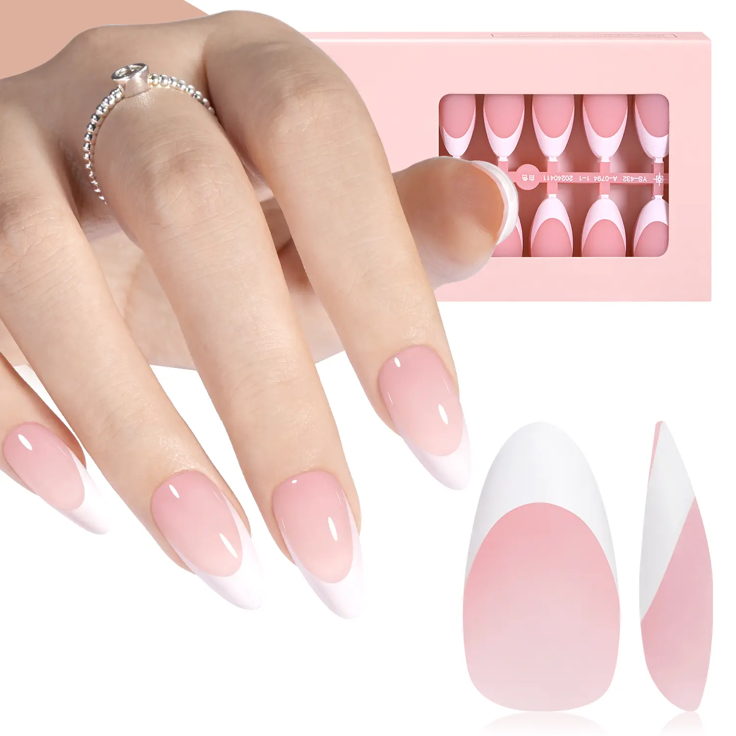 Medium Almond- Sheer pink
